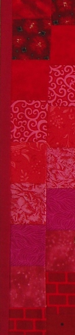 Pentcost banner, detail of red fabric